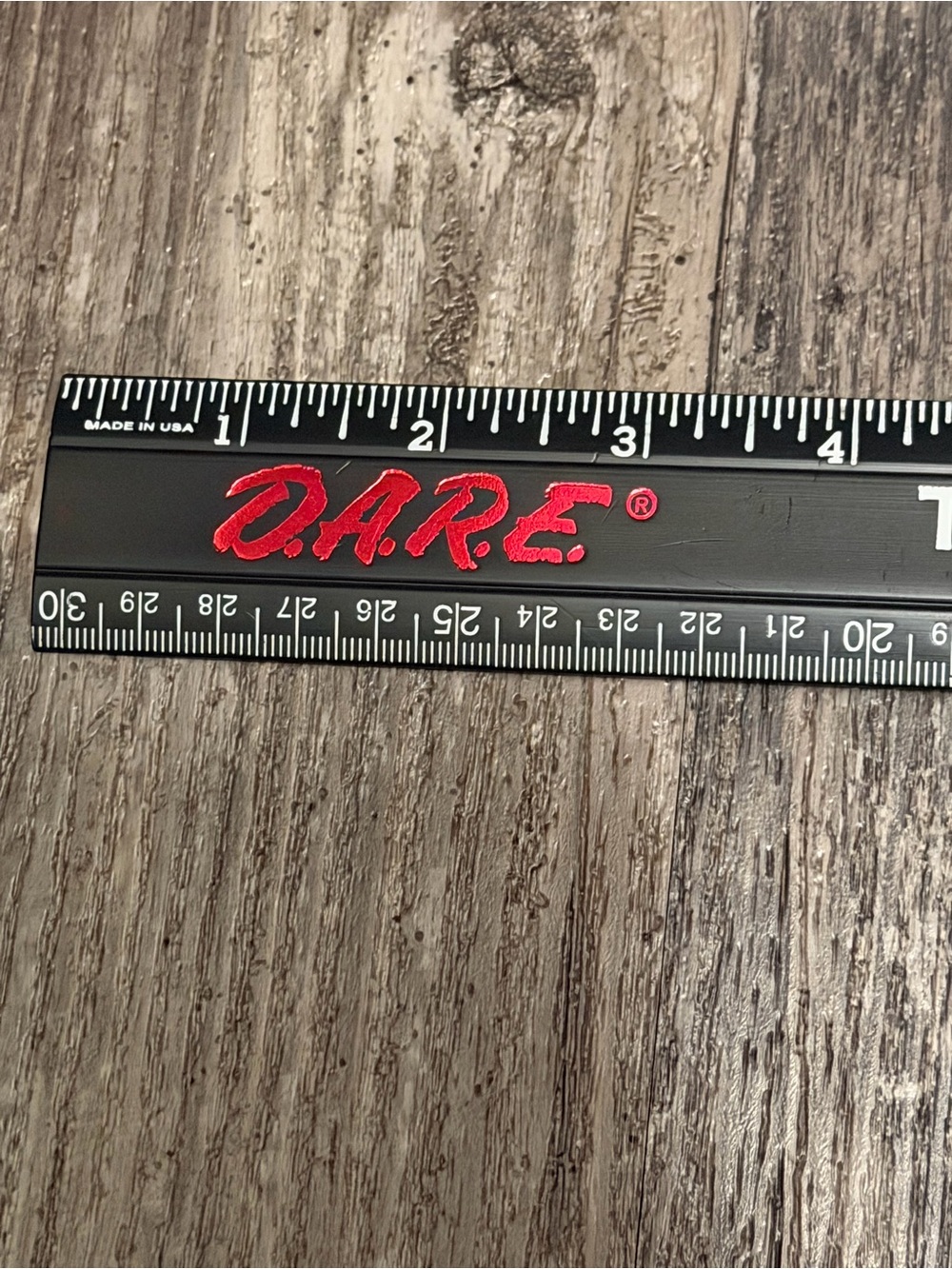 Vintage - D.A.R.E To Keep Kids Off Drugs Black Plastic Ruler 12" - Picture 3 of 4
